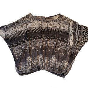 Poetry Black White Paisley Sheer Shell Blouse Size Small EUC